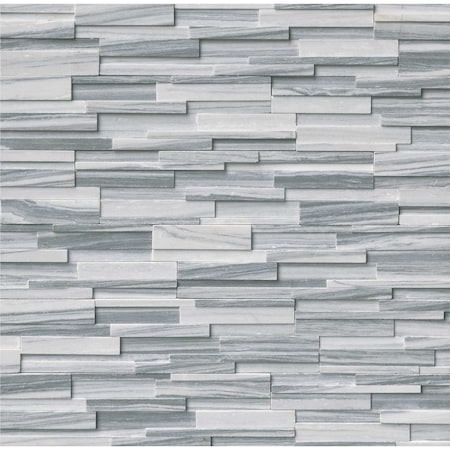 Alaska Gray 3D Ledger Corner 6 In. X 18 In. Honed Marble Wall Tile, 6PK